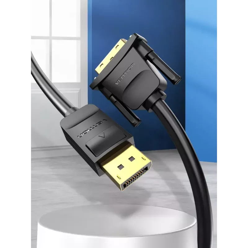 DisplayPort-DVI-kaabel Vention HAFBH — DisplayPort DVI-le, 1 m, must, 5,2 mm
