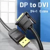 DisplayPort-DVI-kaabel Vention HAFBH — DisplayPort DVI-le, 1 m, must, 5,2 mm