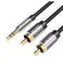 Audio kaabel Vention 3.5mm male to 2×RCA male, 1,5 m, alumiinium/must