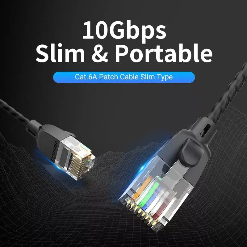 Võrguparanduskaabel Vention Cat.6A U/UTP 5 m, RJ-45–RJ-45, must