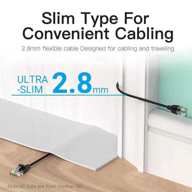Võrguparanduskaabel Vention Cat.6A U/UTP 5 m, RJ-45–RJ-45, must
