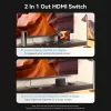 Vention 2-pordiline kahesuunaline 8K HDMI lüliti AKPH0, HDMI 2.1, 7680×4320@60Hz, USB-C toide, alumiinium, hall
