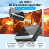 HDMI 2-pordiline kahesuunaline 4K-lüliti Vention AKOB0 — 3 HDMI-porti, 3840×2160@60Hz, ABS, Plug and Play