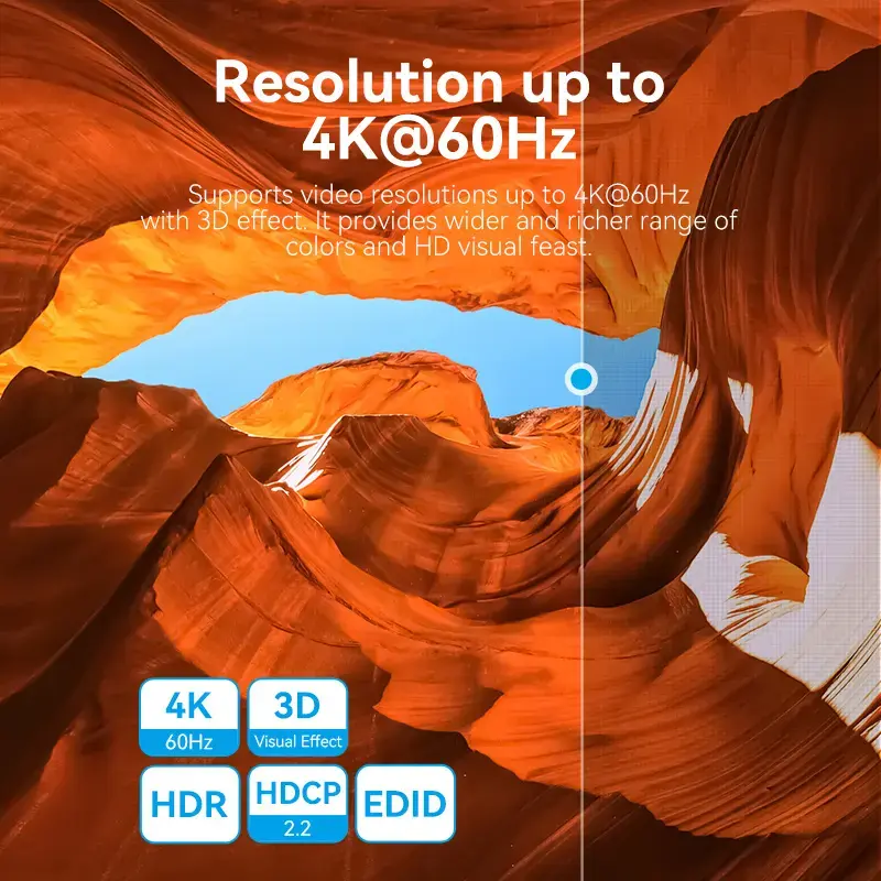 HDMI 2-pordiline kahesuunaline 4K-lüliti Vention AKOB0 — 3 HDMI-porti, 3840×2160@60Hz, ABS, Plug and Play