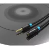 Audio pikenduskaabel Vention 3.5 mm 1.5 m, isane-pistikust emasesse, puuvillapõimikuga, must metalne viimistlus