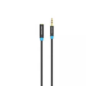 Audio pikenduskaabel Vention 3.5 mm 1.5 m, isane-pistikust emasesse, puuvillapõimikuga, must metalne viimistlus