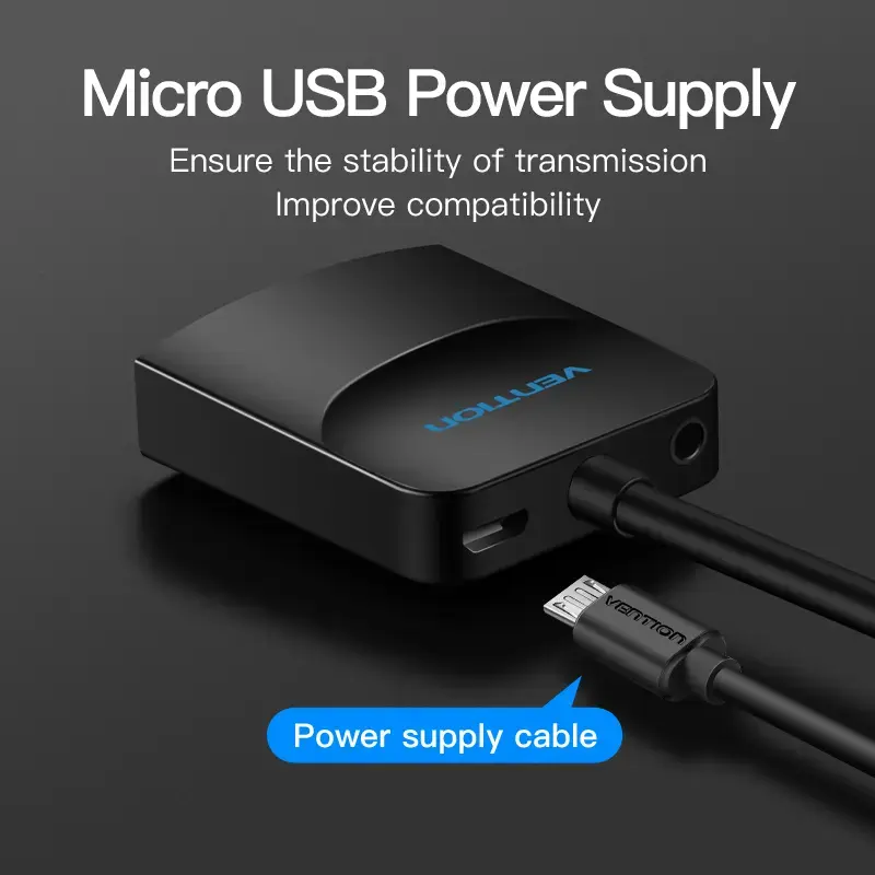 VGA-HDMI konverter Vention 0,15M Must VGA HDMI Mikro-USB Heli