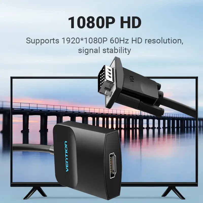 VGA-HDMI konverter Vention 0,15M Must VGA HDMI Mikro-USB Heli