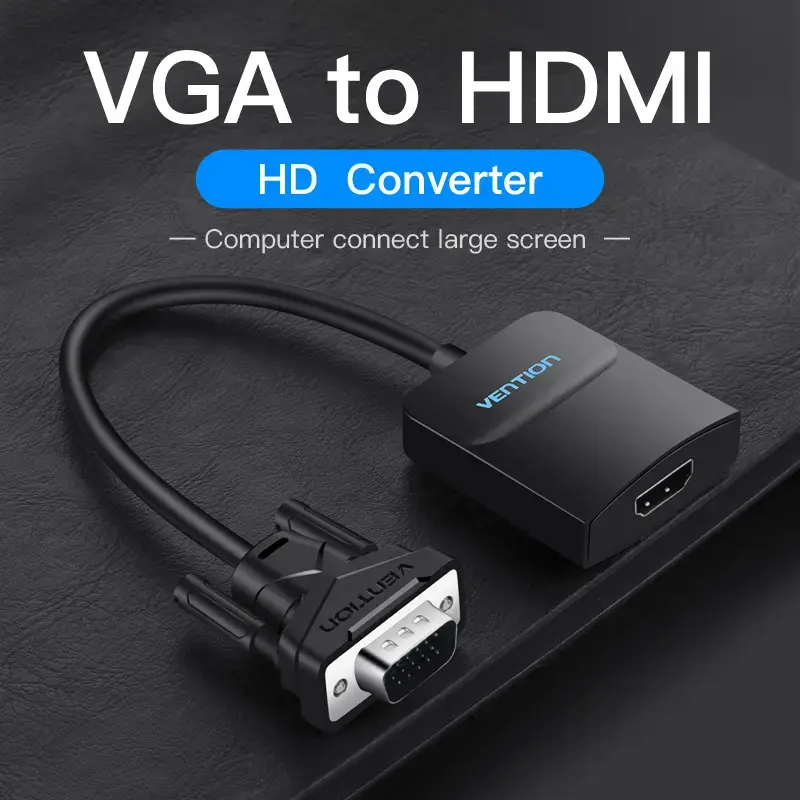 VGA-HDMI konverter Vention 0,15M Must VGA HDMI Mikro-USB Heli