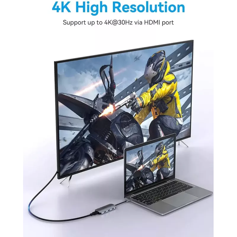 Vention USB-C dokkimisjaam, HDMI, USB 3.0x3, SD, TF, PD 100W, hall