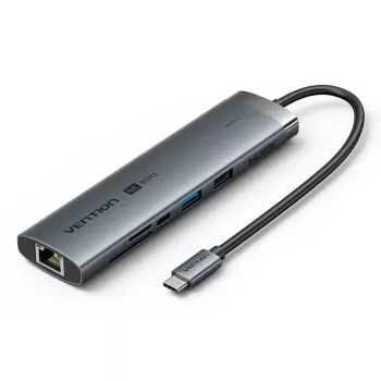 Dokkimisjaam Vention 9-in-1 USB-C TGVHB — RJ-45, HDMI 4K@60Hz, USB 3.2 Gen1, SD/MicroSD, 1x USB-C