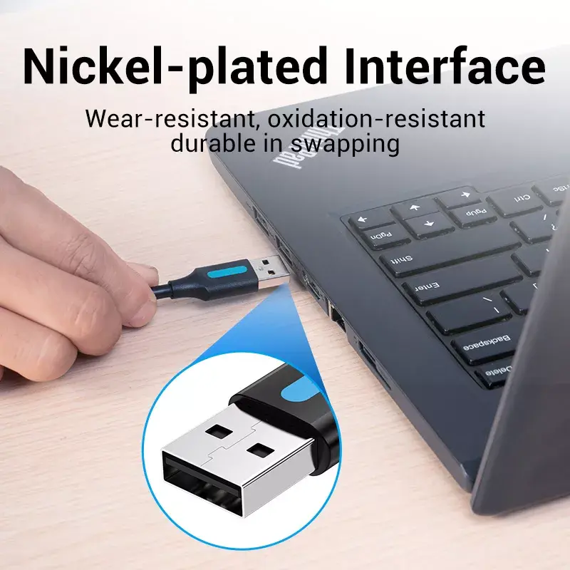 USB 2.0 A–A kaabel Vention 2 m, must PVC, USB A USB A-le, 0,48 Gbit/s