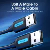 USB 2.0 A–A kaabel Vention 2 m, must PVC, USB A USB A-le, 0,48 Gbit/s