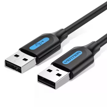 USB 2.0 A–A kaabel Vention 2 m, must PVC, USB A USB A-le, 0,48 Gbit/s