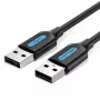 USB 2.0 A–A kaabel Vention 2 m, must PVC, USB A USB A-le, 0,48 Gbit/s