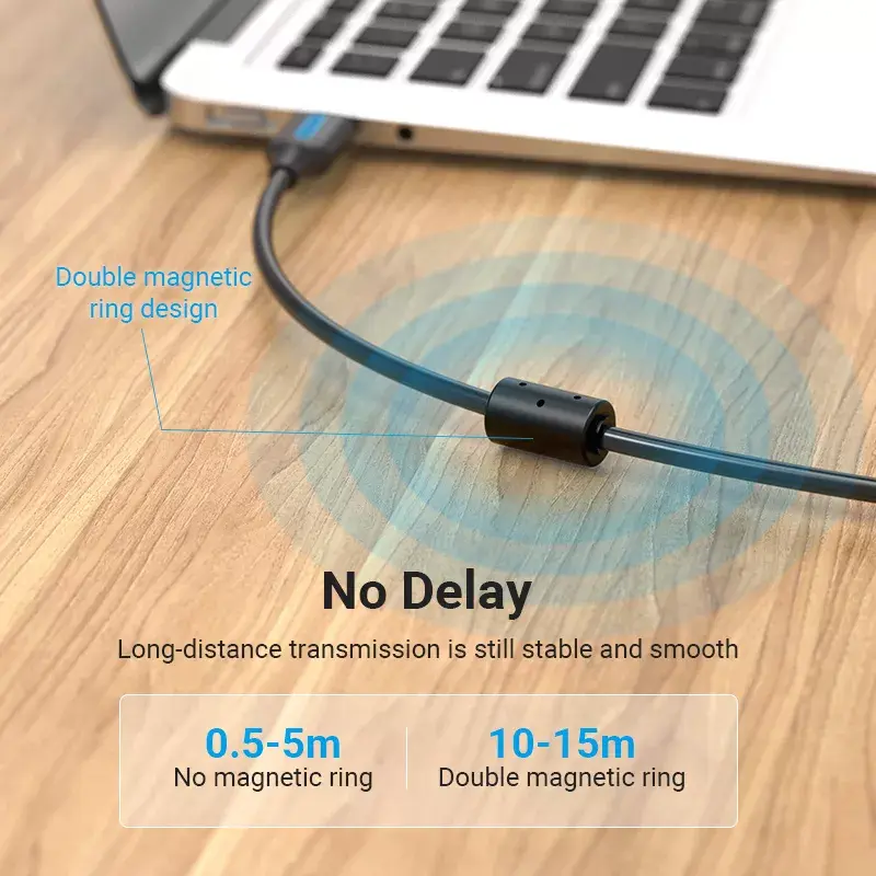 USB 2.0 A-isane B-isasele kaabel 3 m — Vention — must PVC, 480 Mbit/s, 2 A