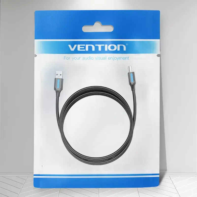 USB 2.0 A-pistik B isasele kaabel Vention COQBJ, 0.5 m, must, PVC kest, 2 A, 0.48 Gbit/s