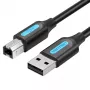 USB 2.0 A-pistik B isasele kaabel Vention COQBJ, 0.5 m, must, PVC kest, 2 A, 0.48 Gbit/s