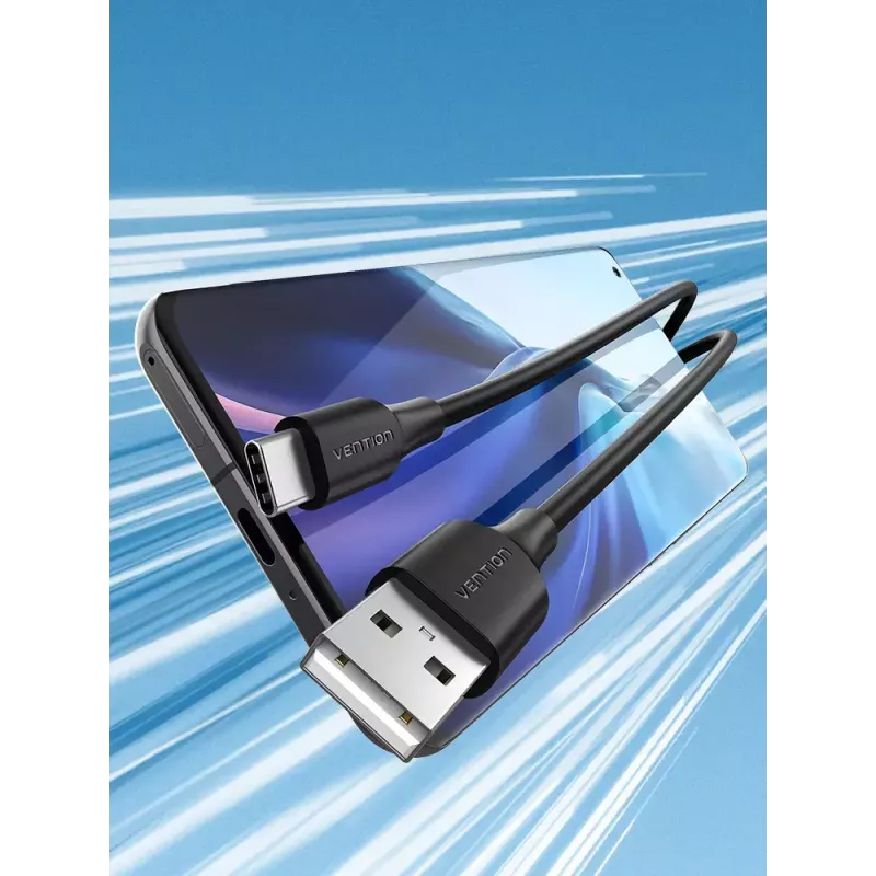 Vention USB 2.0 A-isane C-isasele 3A kaabel 0,25M Must