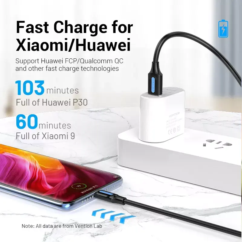 Vention USB 2.0 A-pistik USB C isasele 3A kaabel 0,5 m must