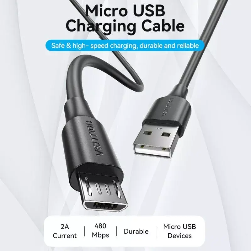 Vention USB 2.0 A-pistik Micro-B isasele 2A kaabel 2 m must