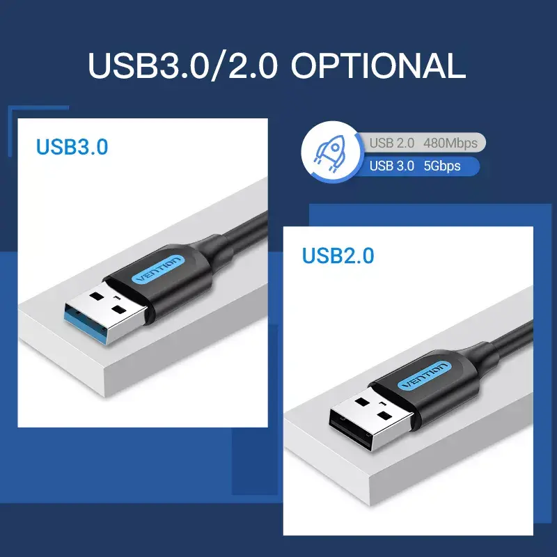 USB A–A kaabel Vention CONBD 0,5 m, USB 3.2 Gen 1 (5 Gbit/s), must
