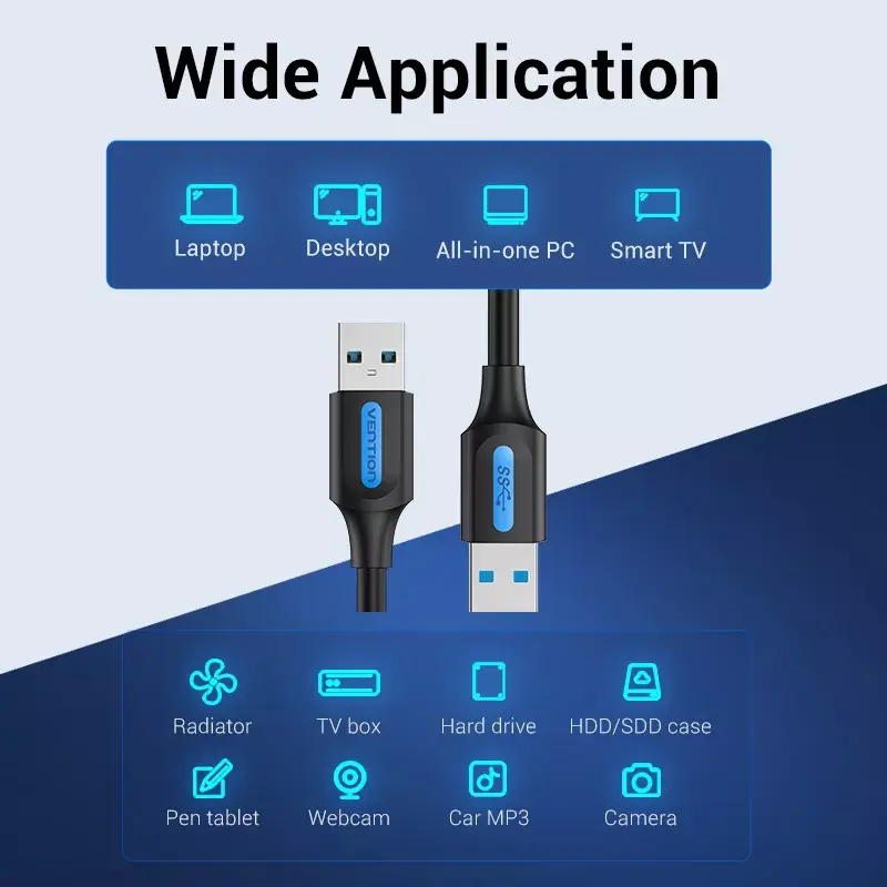 USB 3.0 A‑Isane–A‑Isane kaabel 1,5 m — Vention, USB 3.2 Gen 1, must PVC