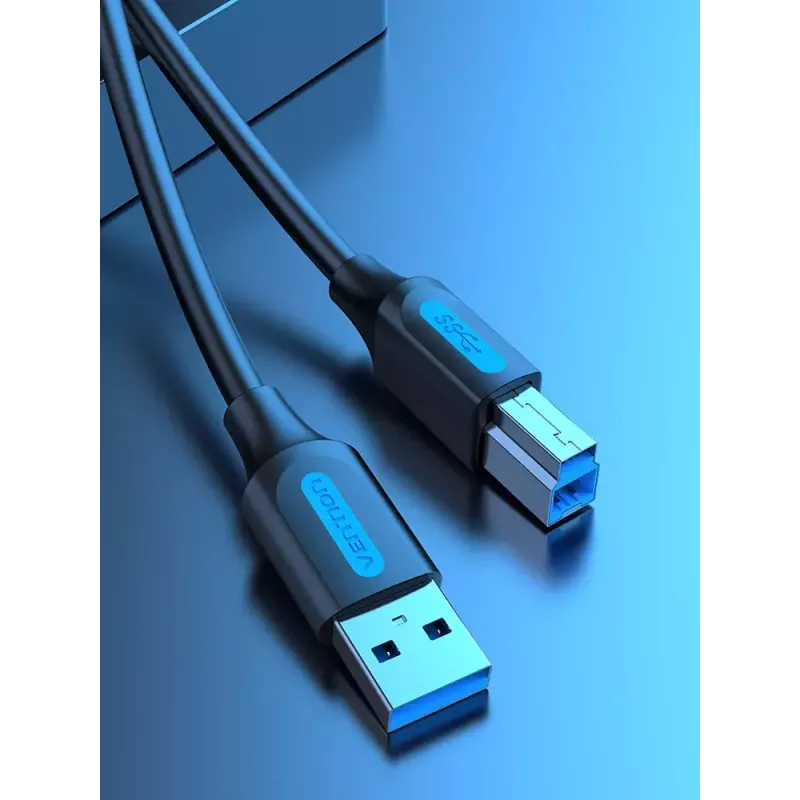 Vention USB 3.0 A–B kaabel 3 m — USB 3.2 Gen 1 (5 Gbit/s), must, nikkeldatud pistikud