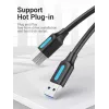 Vention USB 3.0 A–B kaabel 3 m — USB 3.2 Gen 1 (5 Gbit/s), must, nikkeldatud pistikud