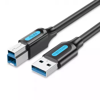 Vention USB 3.0 A–B kaabel 3 m — USB 3.2 Gen 1 (5 Gbit/s), must, nikkeldatud pistikud