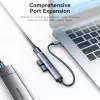 USB-jaotur Vention CKOHB – 4-pordiline USB 3.2 Gen 1/USB 2.0 jaotur, 0,15 m kaabel, hall alumiinium