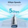 USB-jaotur Vention CKOHB – 4-pordiline USB 3.2 Gen 1/USB 2.0 jaotur, 0,15 m kaabel, hall alumiinium