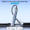 USB-jaotur Vention CKOHB – 4-pordiline USB 3.2 Gen 1/USB 2.0 jaotur, 0,15 m kaabel, hall alumiinium