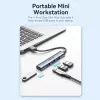 USB-jaotur Vention CKOHB – 4-pordiline USB 3.2 Gen 1/USB 2.0 jaotur, 0,15 m kaabel, hall alumiinium