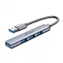 USB-jaotur Vention CKOHB – 4-pordiline USB 3.2 Gen 1/USB 2.0 jaotur, 0,15 m kaabel, hall alumiinium