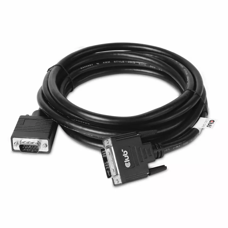 DVI-A to VGA kaabel M/M CLUB3D CAC-1243 3m 28 AWG must