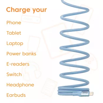 CLUB3D USB-C® Magnetic-Coil 240W PD3.1 Blue kaabel 2m / 6.56ft Fast Charging
