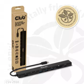 CLUB3D 10-1 kaasaskantav dokk USB USB-C® 10Gbps HDMI™-le 8K30Hz PD3.1 max 140W