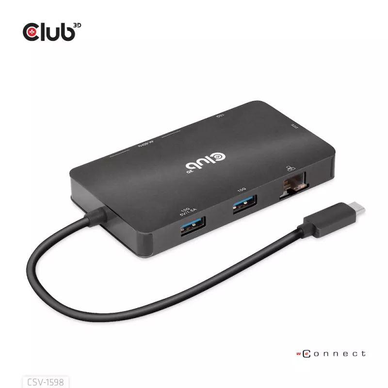 CLUB3D USB Gen2 USB-C to Dual DisplayPort 4k60Hz 7-in-1 HUB