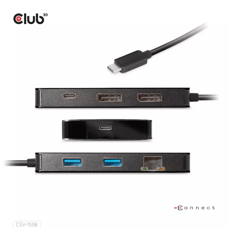 CLUB3D USB Gen2 USB-C to Dual DisplayPort 4k60Hz 7-in-1 HUB