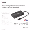CLUB3D USB Gen2 USB-C to Dual DisplayPort 4k60Hz 7-in-1 HUB