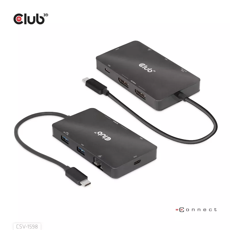 CLUB3D USB Gen2 USB-C to Dual DisplayPort 4k60Hz 7-in-1 HUB