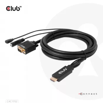 CLUB3D HDMI-VGA kaabel M/M 2m 28AWG