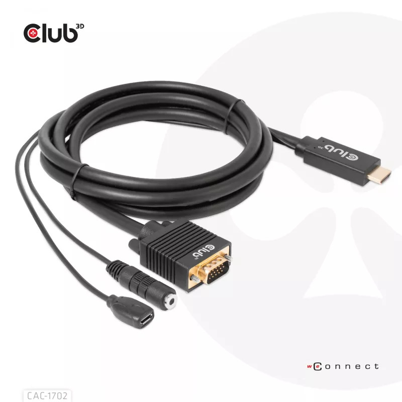 CLUB3D HDMI-VGA kaabel M/M 2m 28AWG