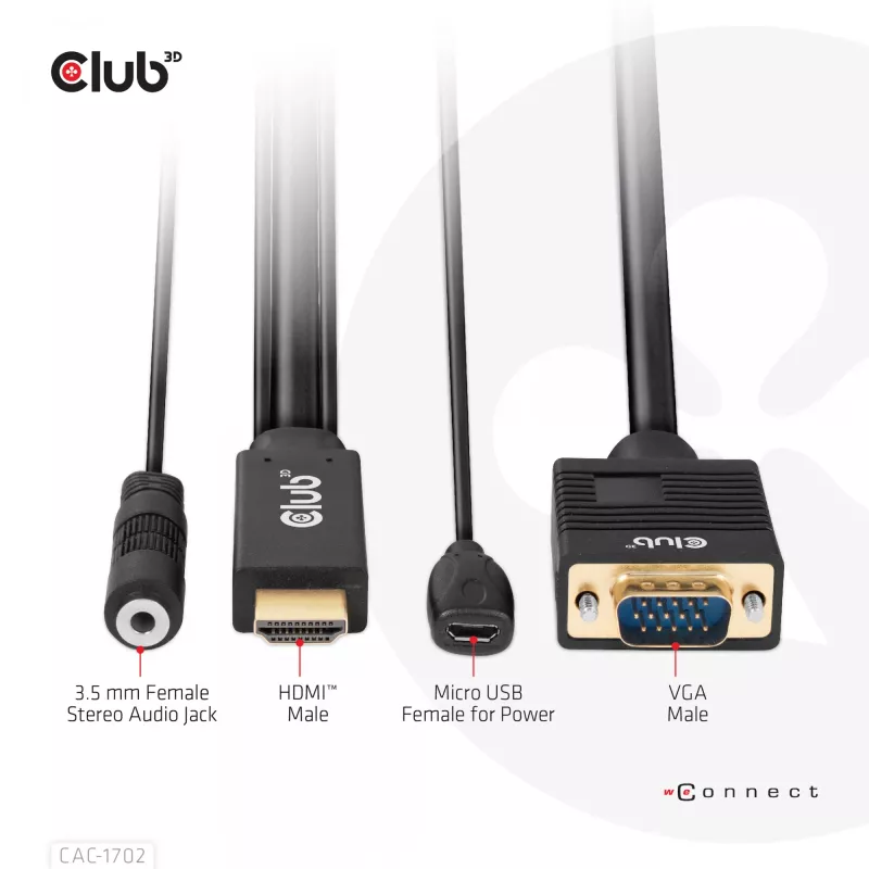 CLUB3D HDMI-VGA kaabel M/M 2m 28AWG
