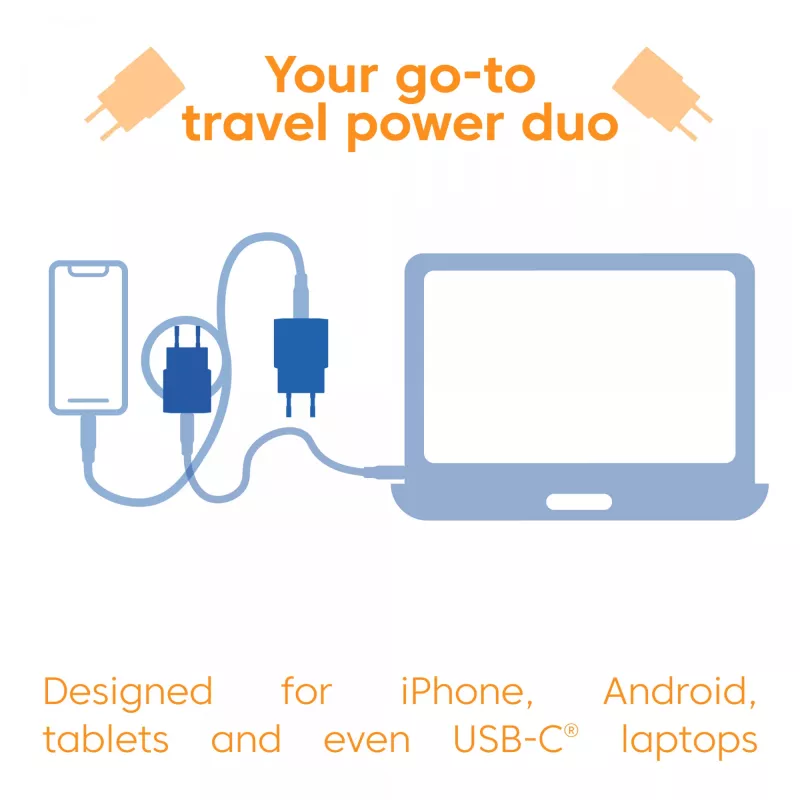 CLUB3D 2-Pack USB C Charger 30 Watt Whit, Indoor, AC, Blue