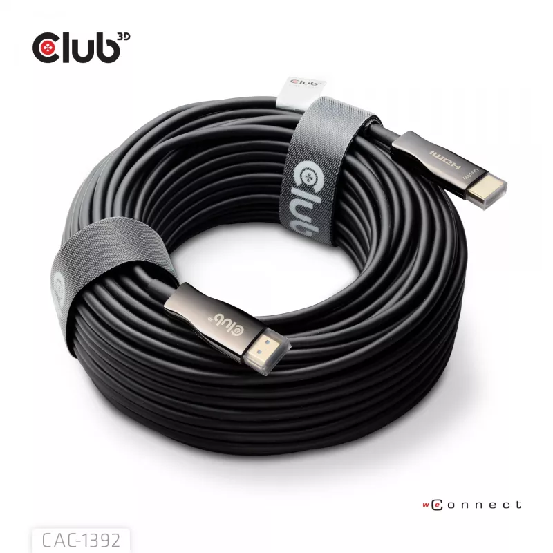 CLUB3D HDMI™ hübriidne AOC-kaabel 8K60Hz/4K120Hz 30 m / 98,42 jalga, 30 m, HDMI tüüp A (standard), HDMI tüüp A (standard), 48 Gbit/s, must