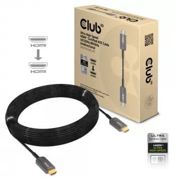 CLUB3D ülikiire HDMI™-sertifitseeritud AOC-kaabel 4K120Hz/8K60Hz ühesuunaline M/M 15m/49.21ft
