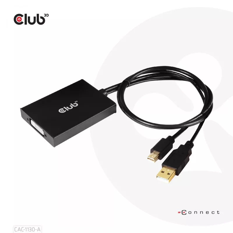 CLUB3D Mini DisplayPort to Dual Link DVI, HDCP OFF version Apple Cinema Display'de jaoks Aktiivneadapter