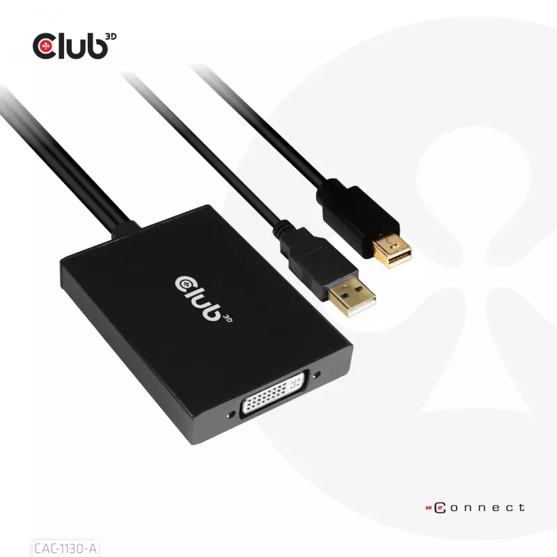 CLUB3D Mini DisplayPort to Dual Link DVI, HDCP OFF version Apple Cinema Display'de jaoks Aktiivneadapter